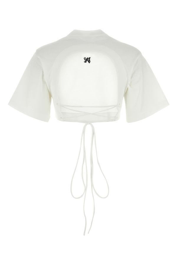 Palm Angels Woman White Cotton T-Shirt - 2