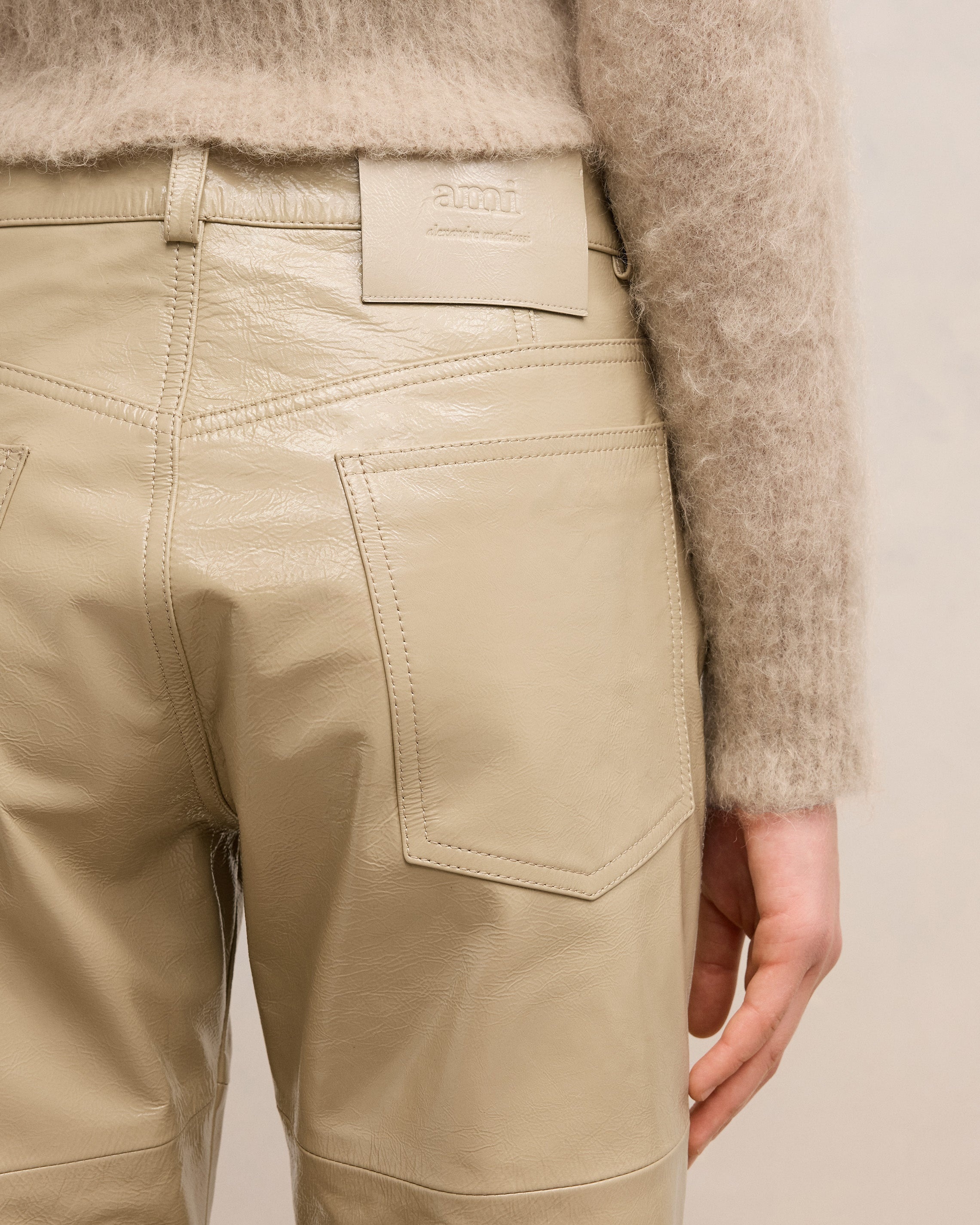 LEATHER STRAIGHT FIT TROUSERS - 5