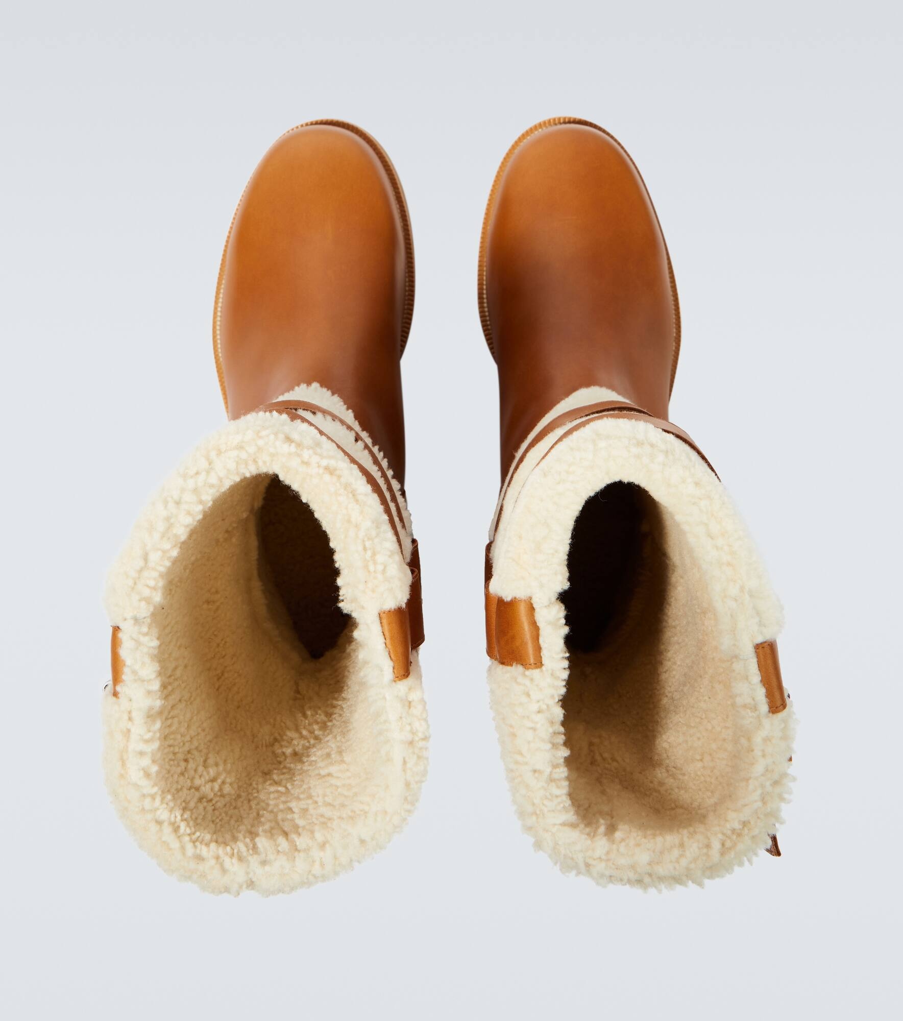 Shearling-trimmed leather boots - 4