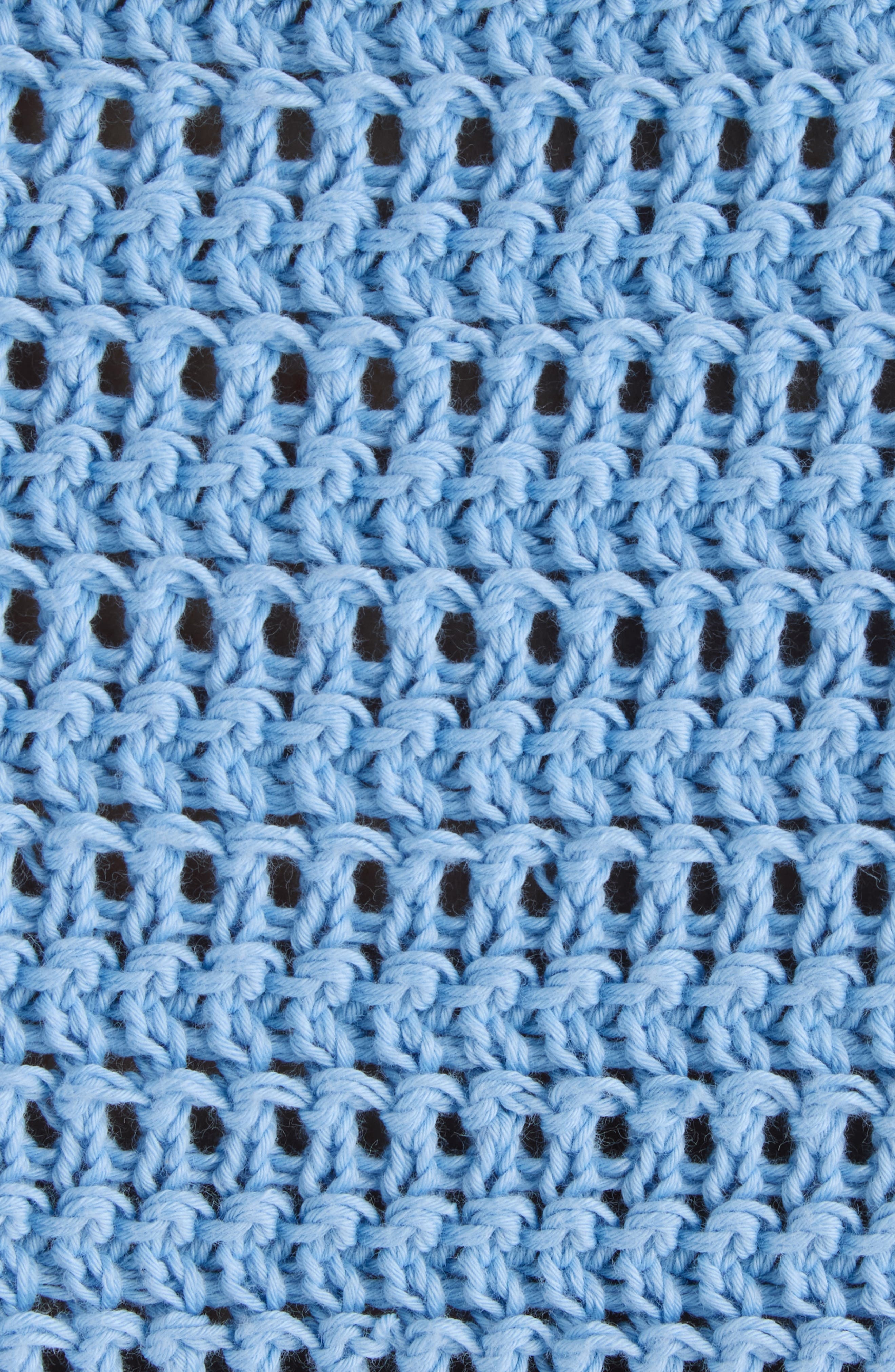 Chloé Open Knit Short Sleeve Organic Cotton Sweater in Softy Blue at Nordstrom - 6