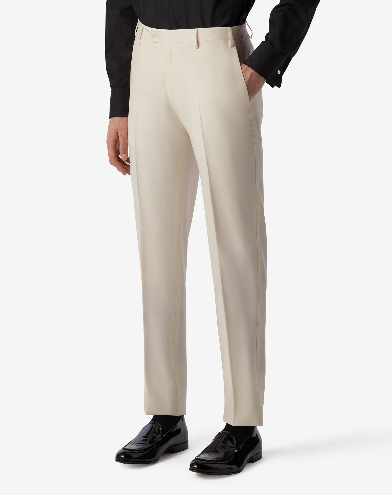 White 120's wool trousers - 2