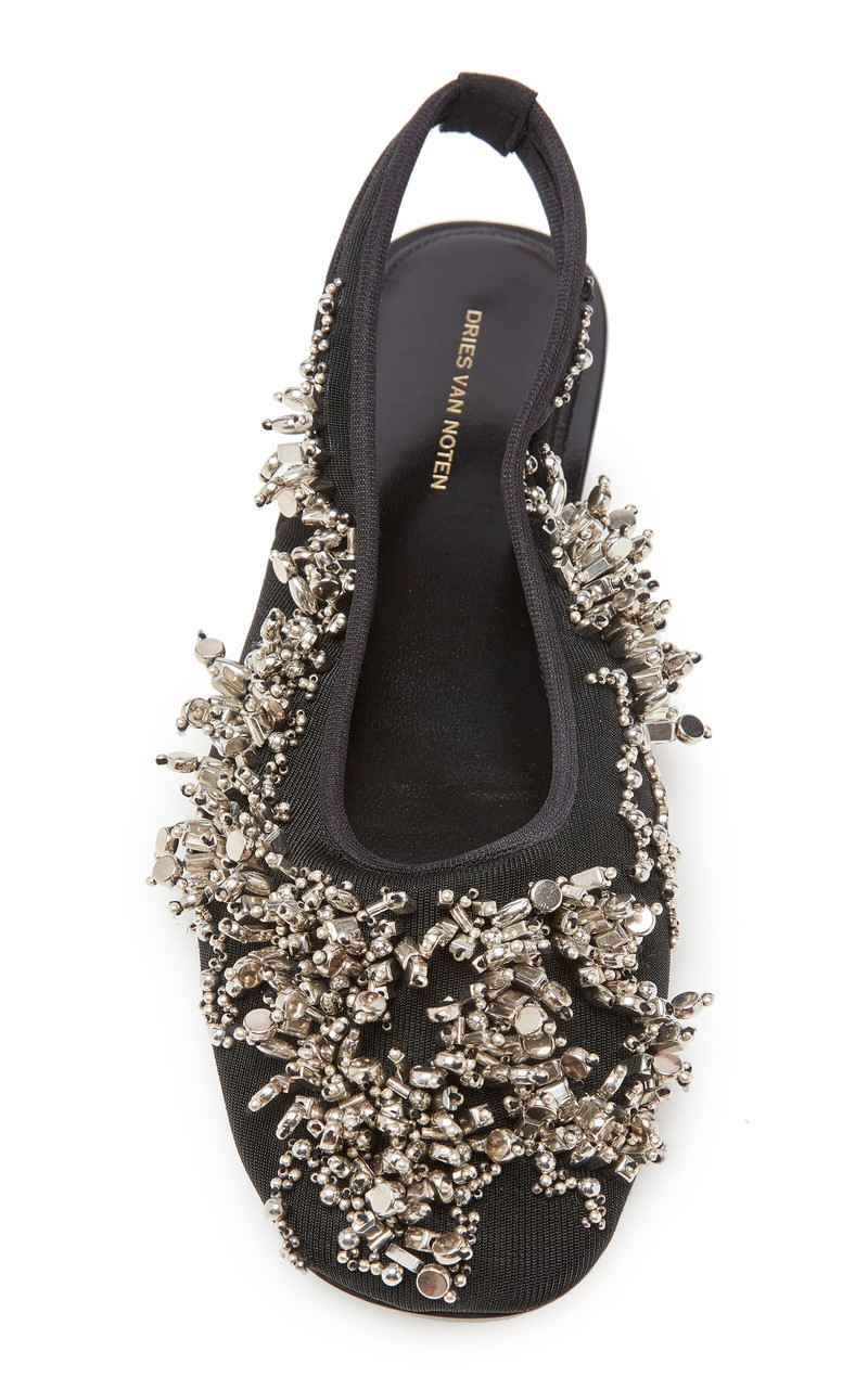 Dries Van Noten Embroidered Mesh Slingback Flats black outlook