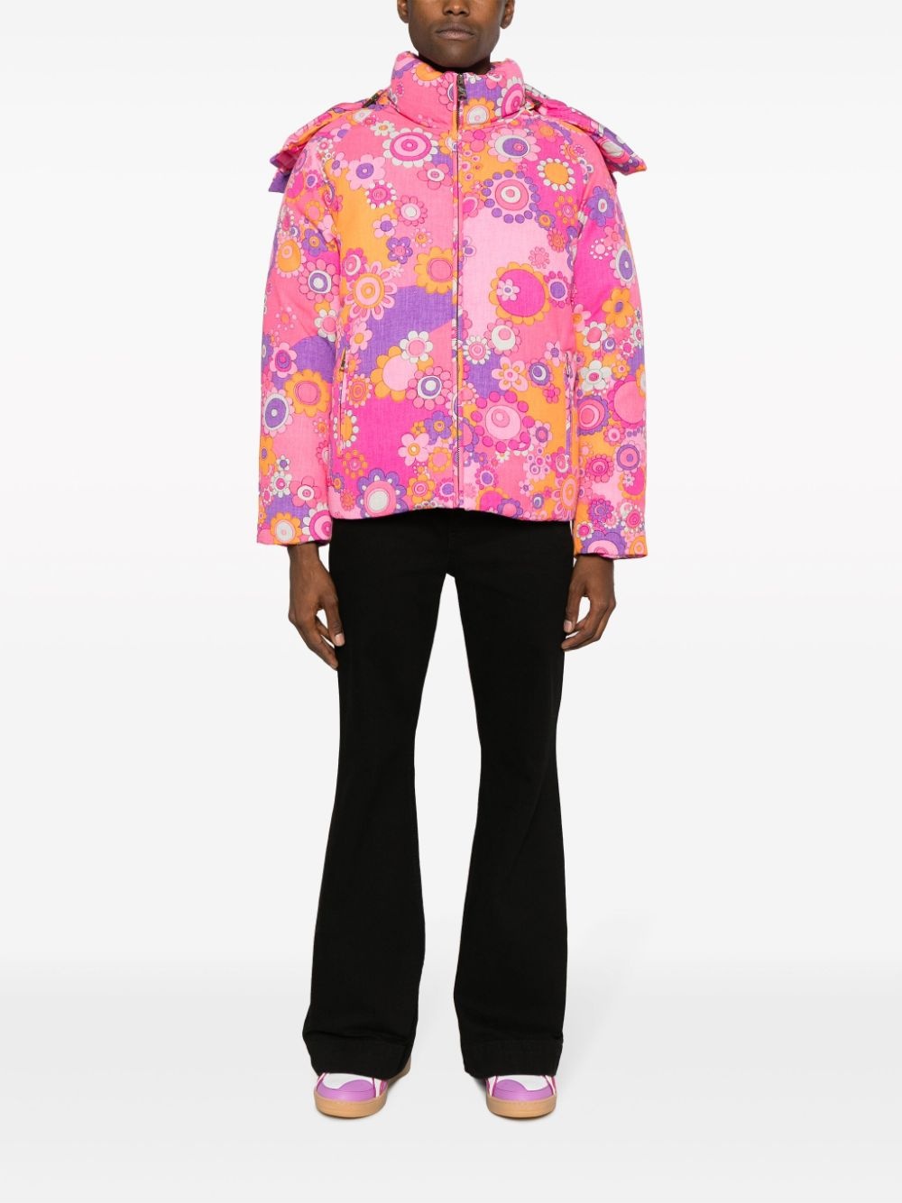 floral-print padded jacket - 2