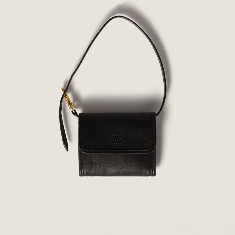 Nappa leather wallet with shoulder strap 1