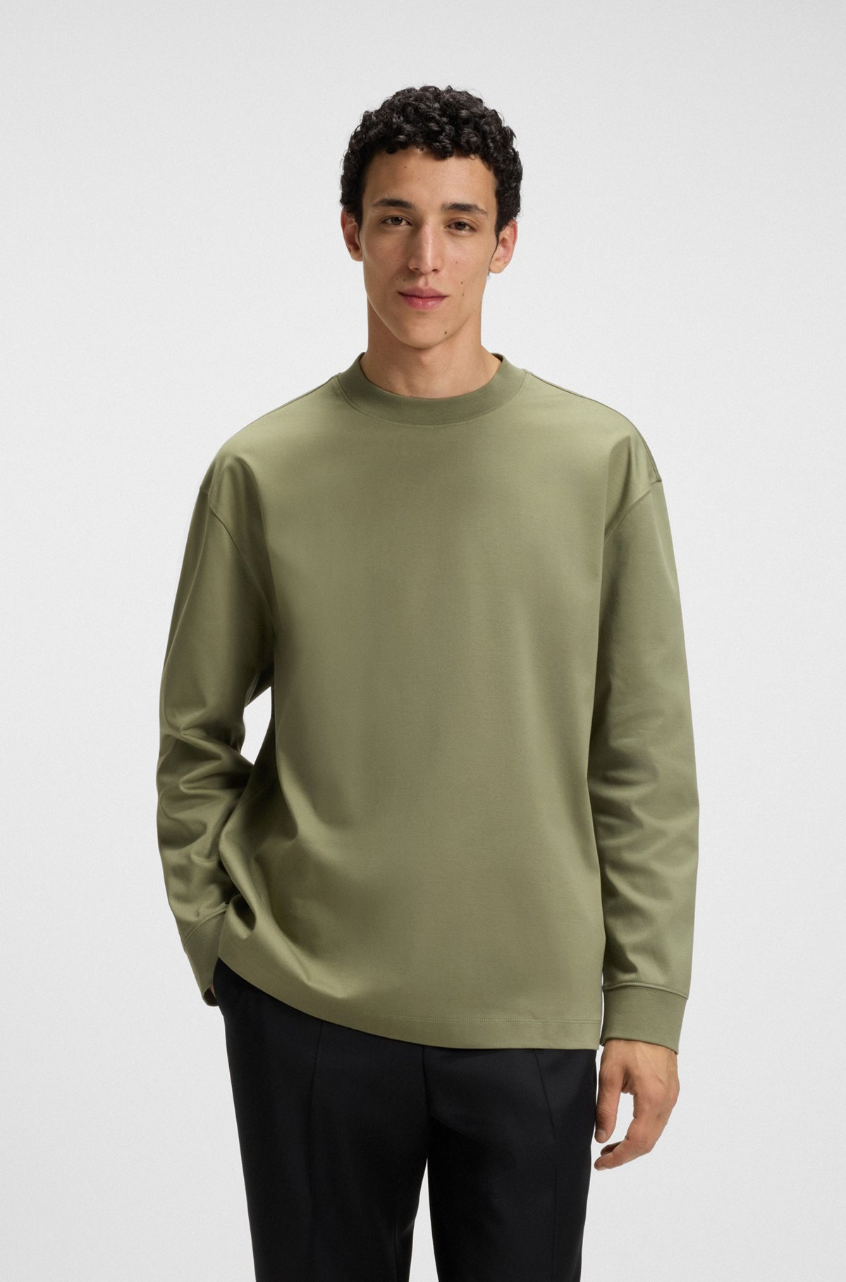 RELAXED-FIT LONG-SLEEVED T-SHIRT IN MERCERIZED COTTON - 2