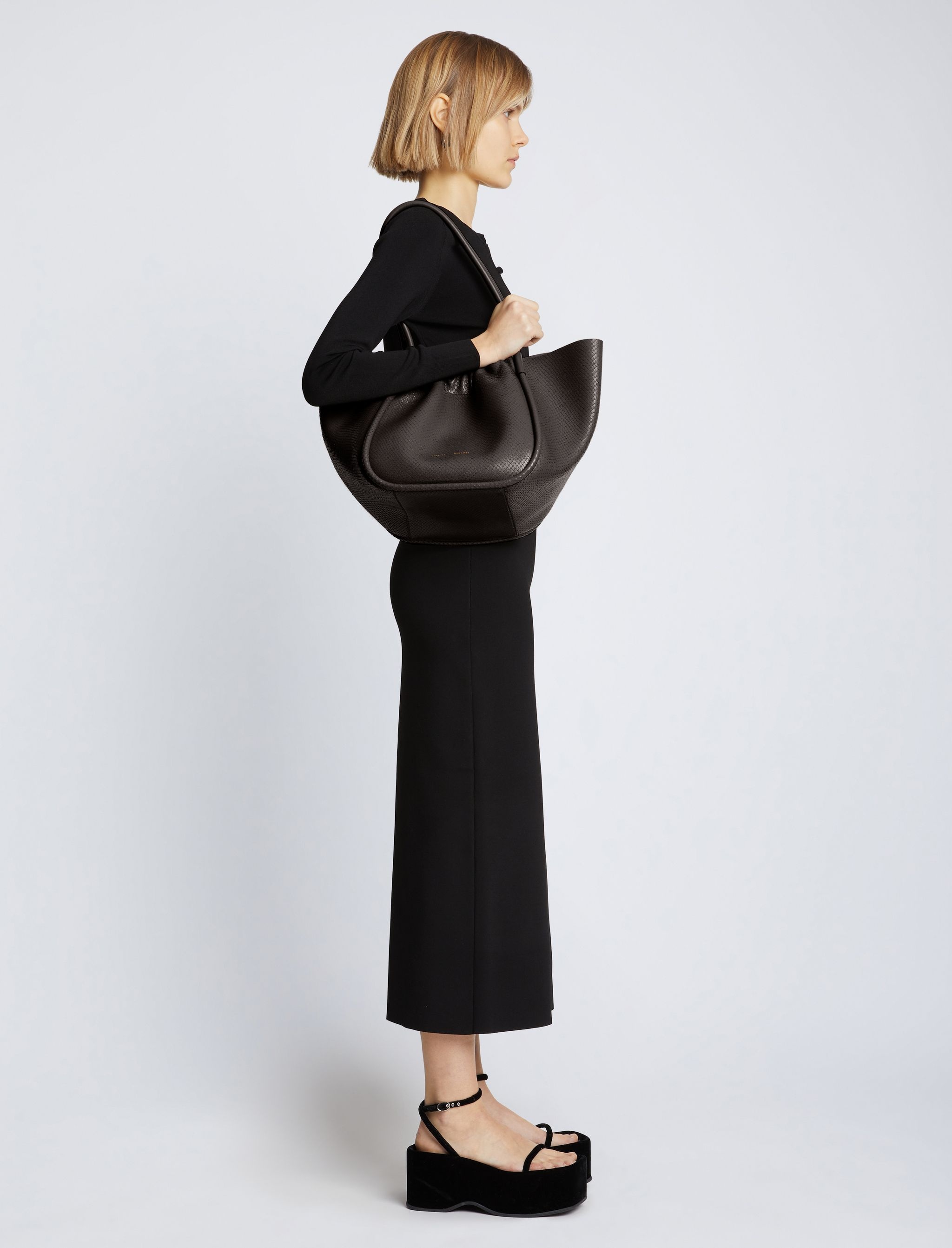 Carved Python Large Ruched Tote - 3