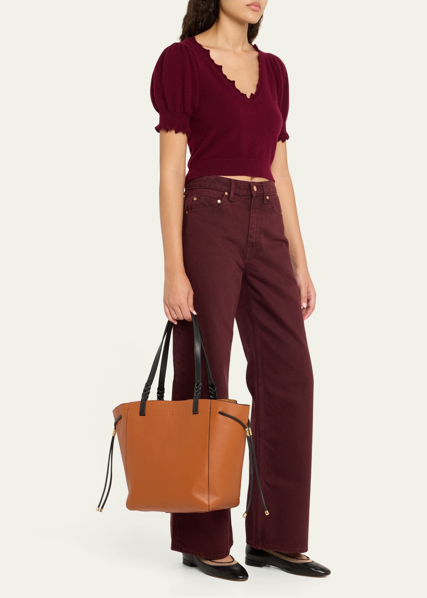 Alma Bicolor Leather Tote Bag - 5