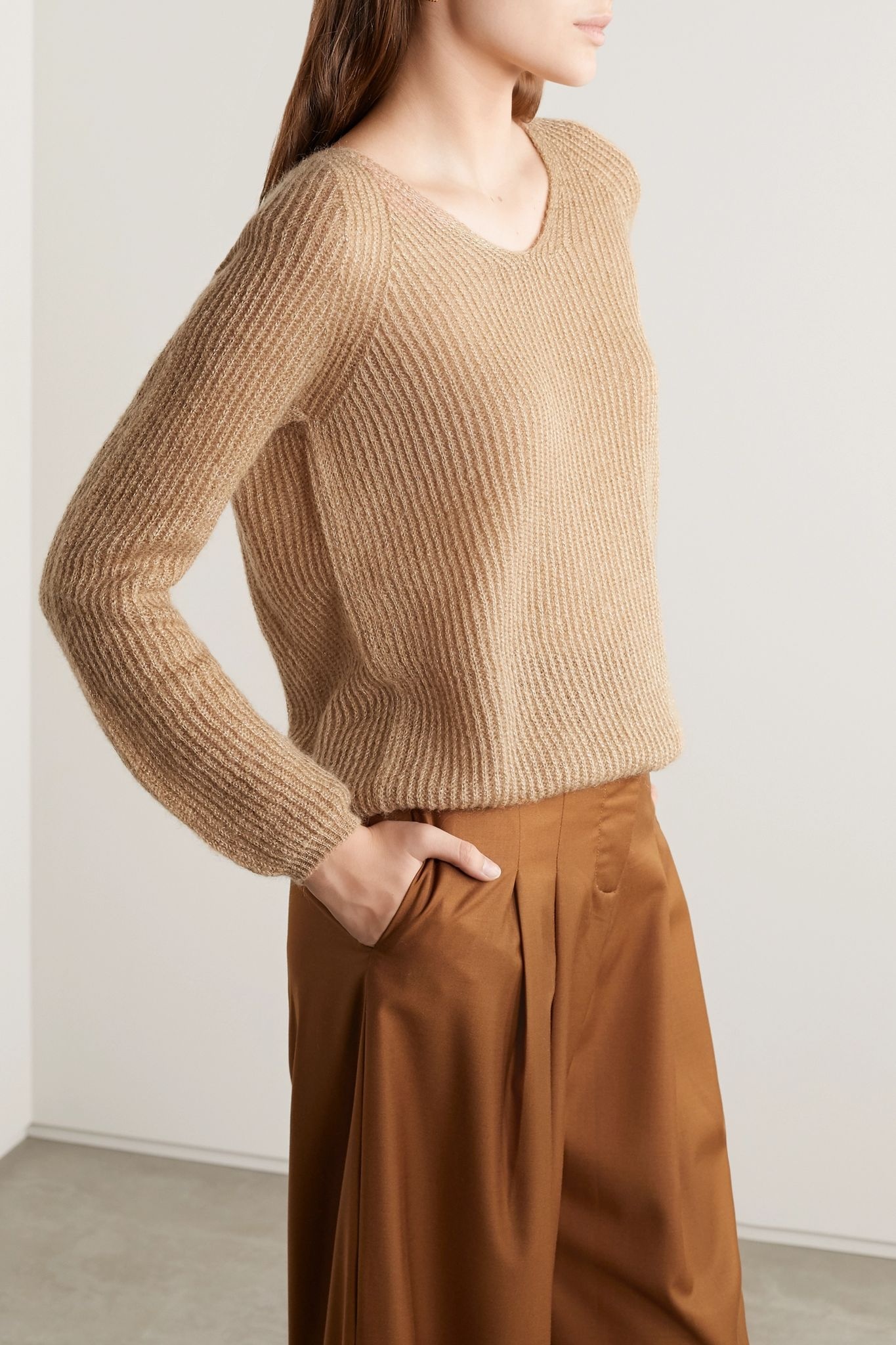 Leisure Posato metallic ribbed open-knit sweater - 3