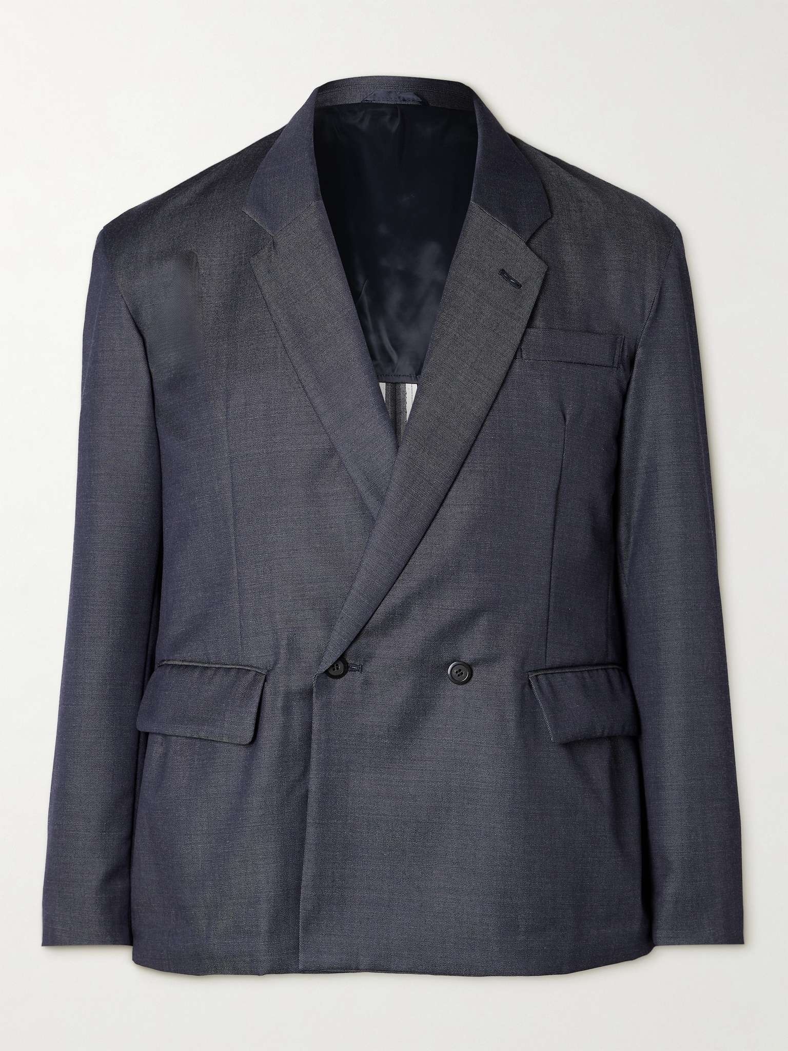 Double-Breasted Wool-Denim Suit Jacket - 1