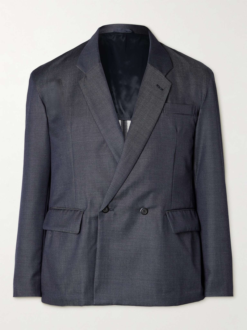 Double-Breasted Wool-Denim Suit Jacket 1