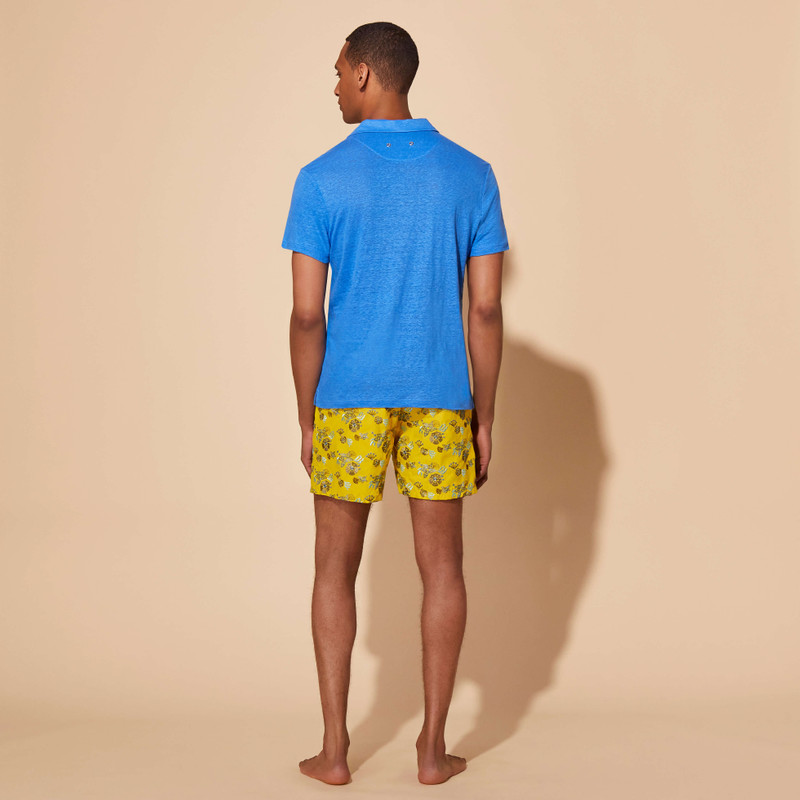 Men Linen Jersey Polo Solid 4