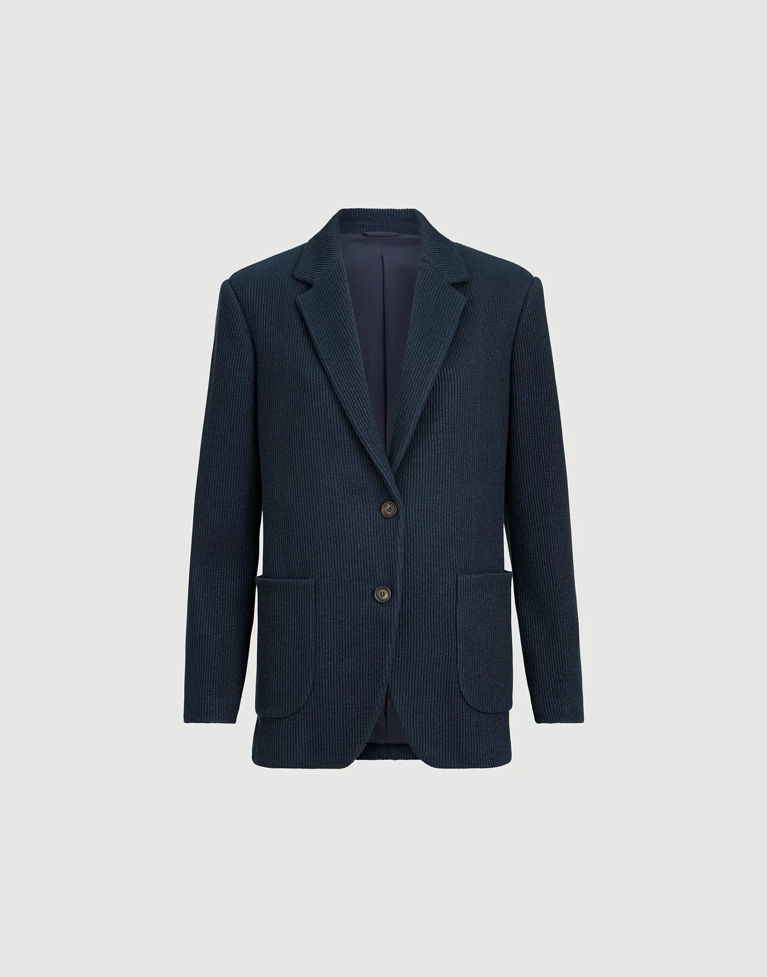 Sparkling cotton and viscose English rib knit blazer with monili - 1