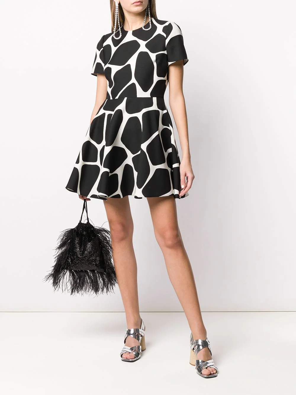 giraffe print flared mini dress - 2