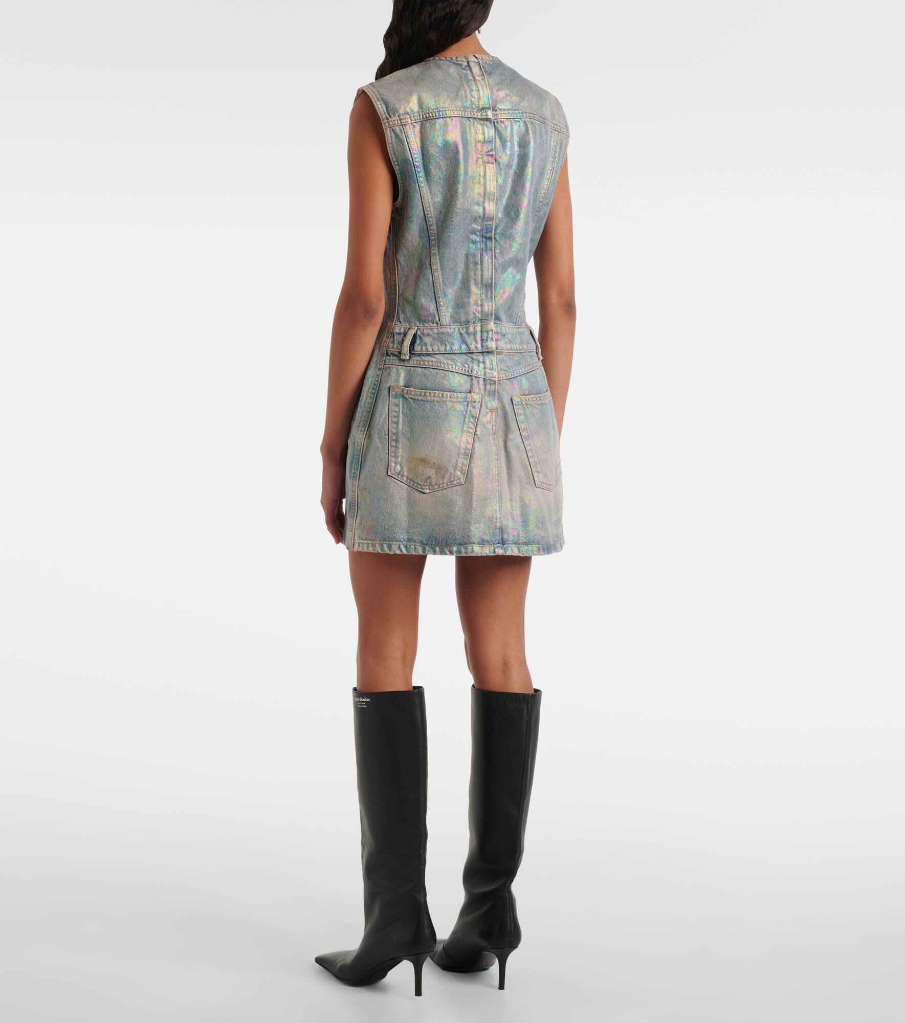 Coated denim twill minidress - 3