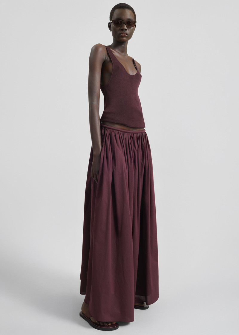 Gaeta Wide Corded Waistband Culottes - Burgundy 8