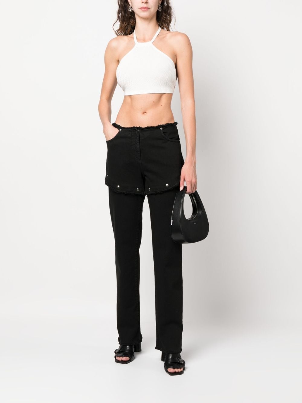 cropped halterneck knit top - 2