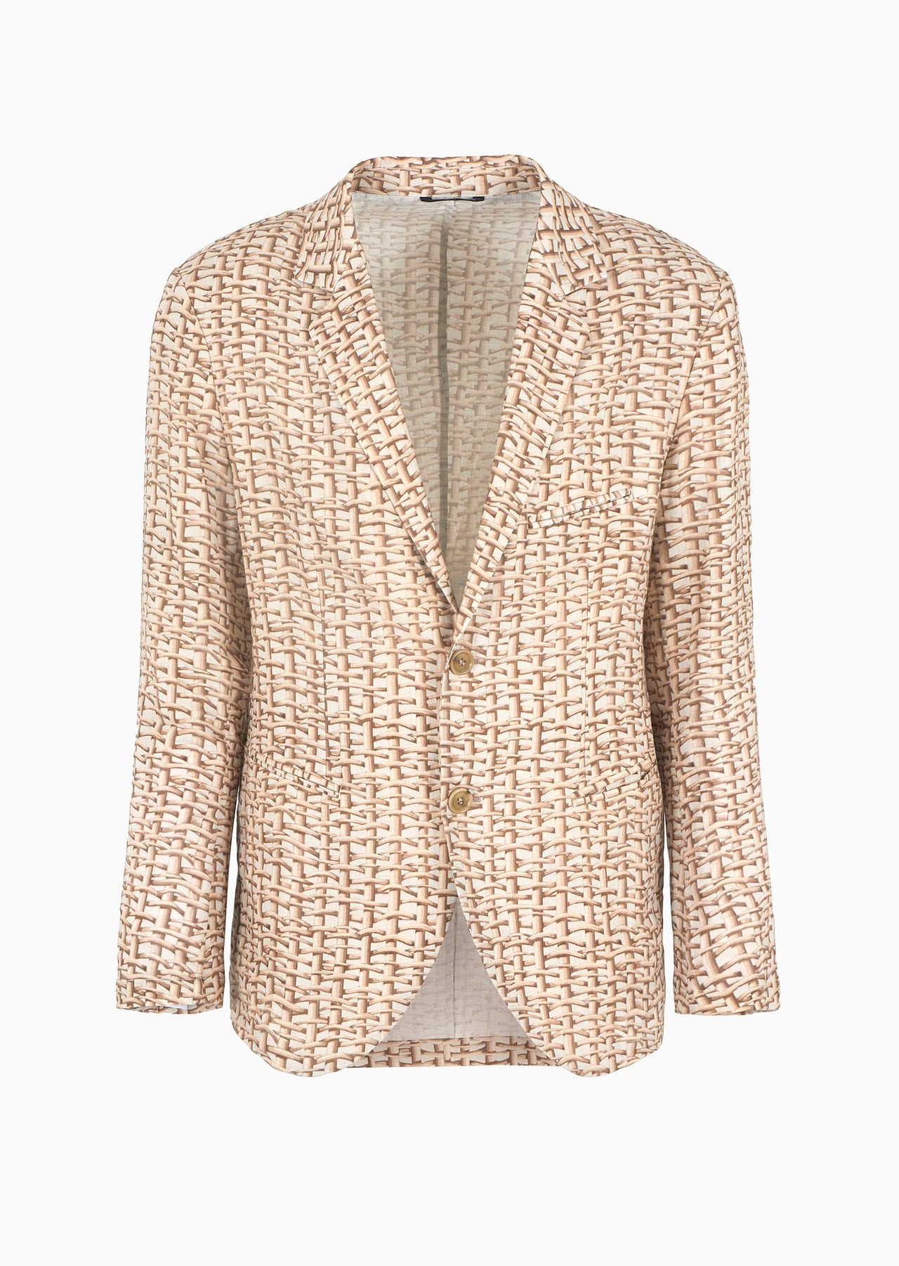 Single-breasted jacket in a woven print linen - 1