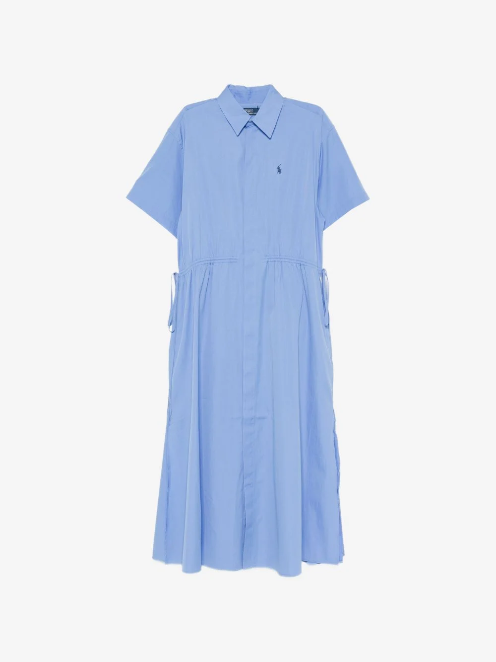 logo-embroidered drawstring-waist midi shirt dress - 1