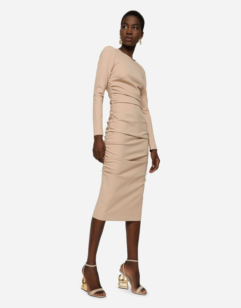 Jersey calf-length dress with draping 5