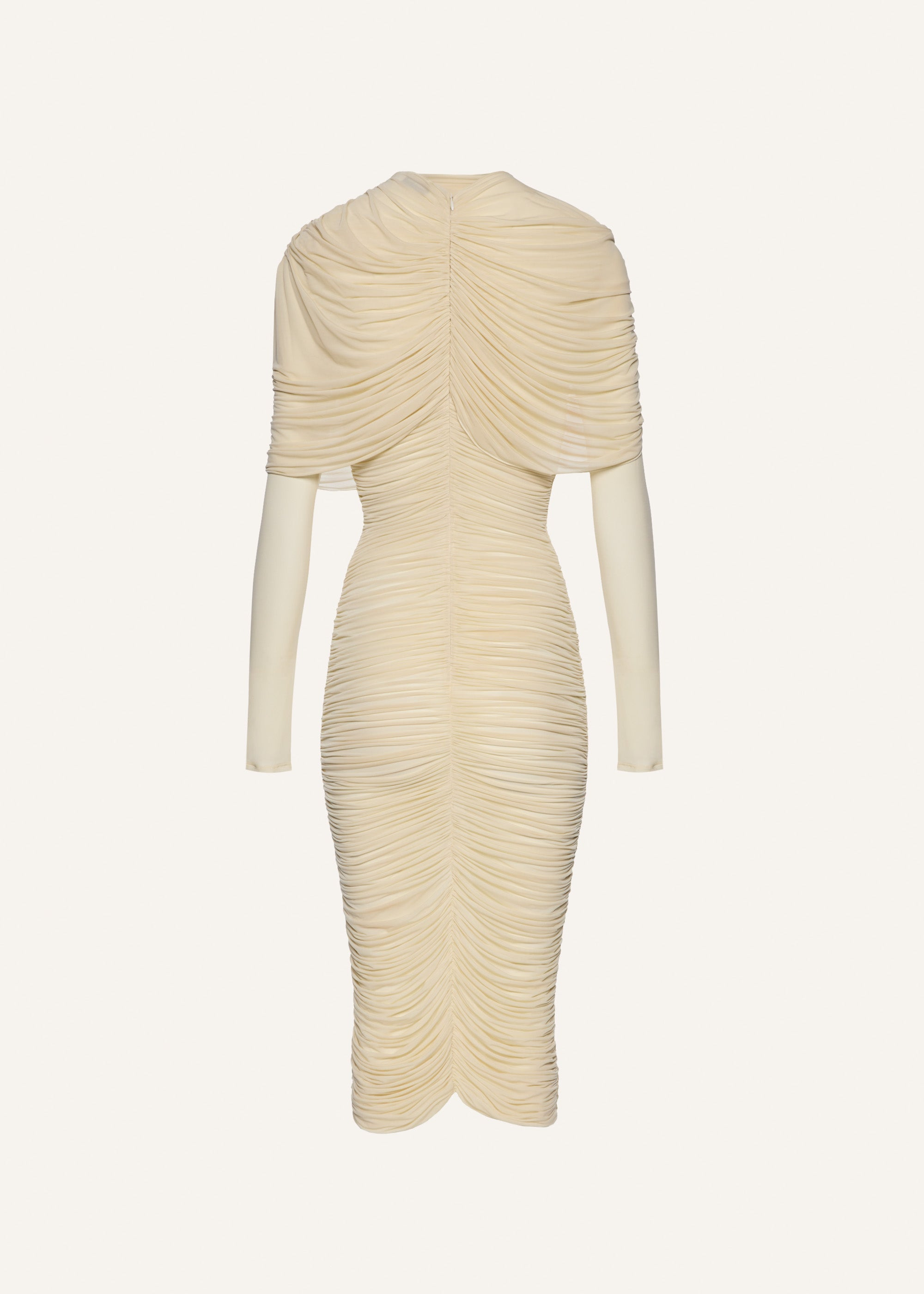 Draped high-neck midi dress cream - 2