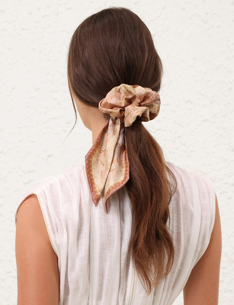 Zimmermann PRINTED SILK TIE SCRUNCHIE outlook