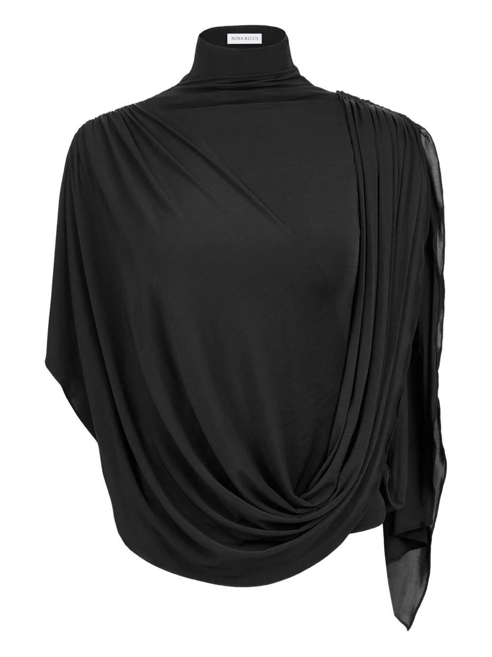 high-neck draped top - 1