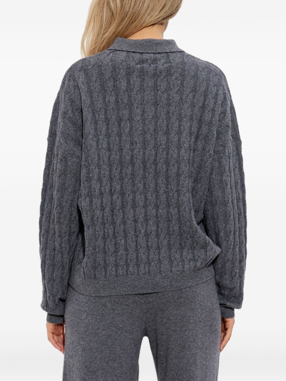 cable-knit polo-neck jumper - 4
