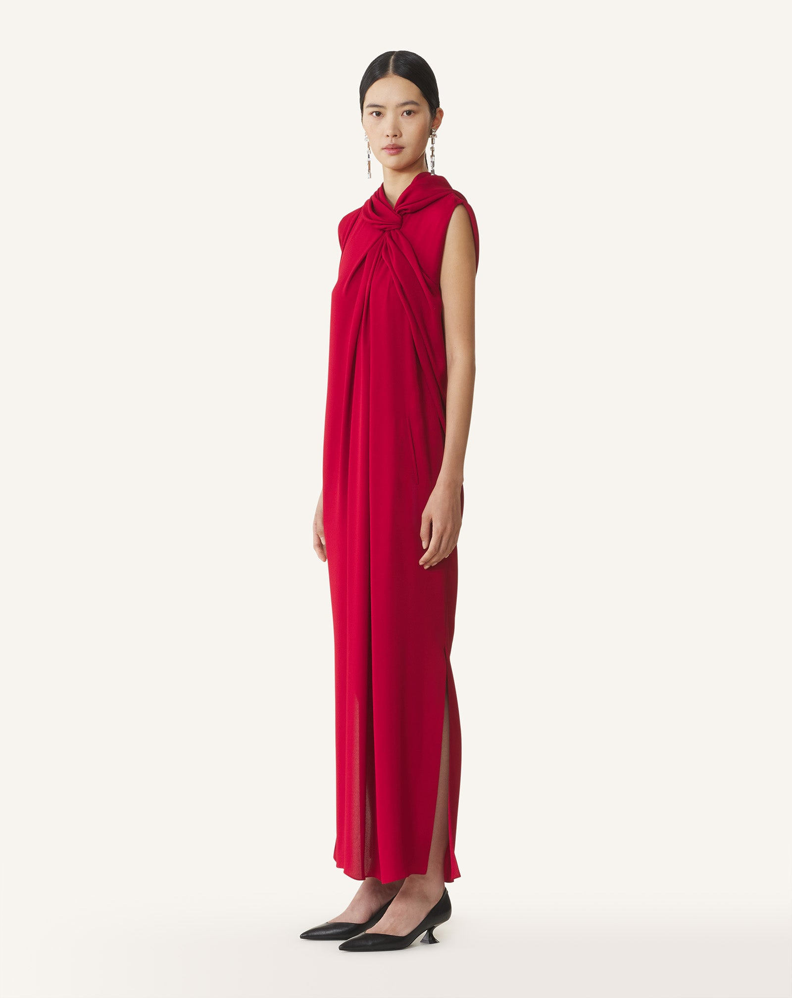 LONG SATIN KNOTTED DRESS - 3