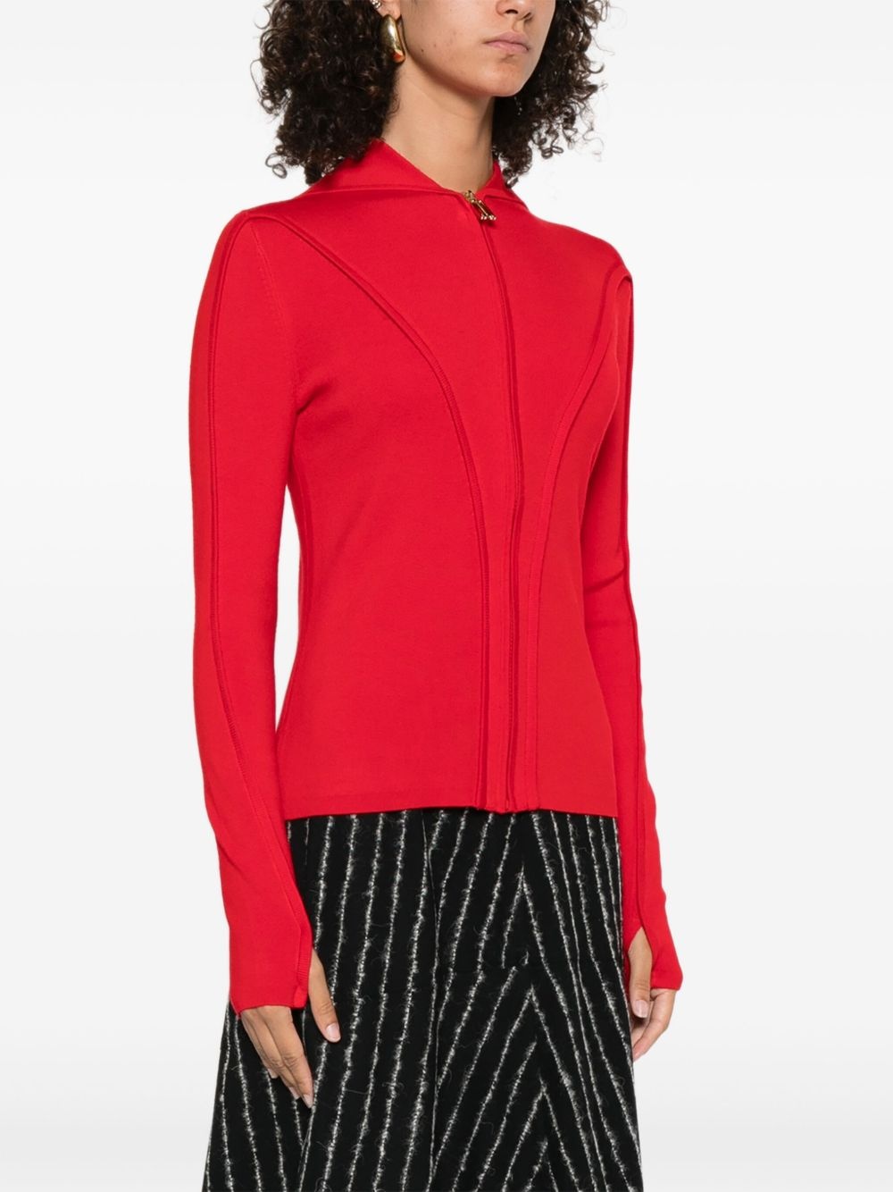 zip-front panelled cardigan - 3