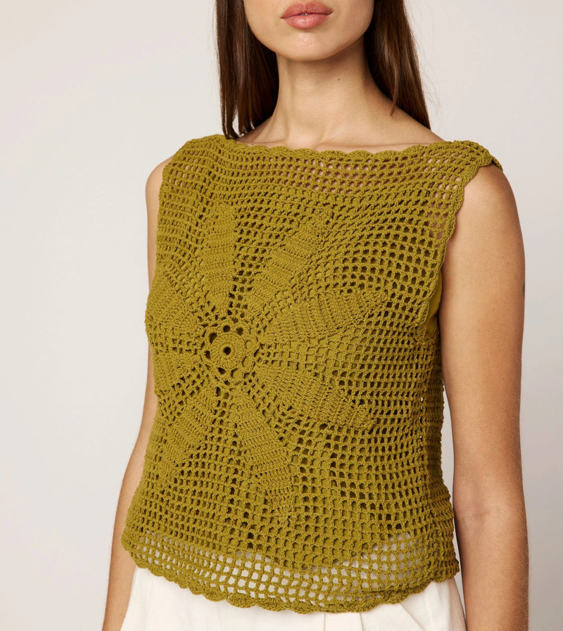 CAYLEE CROCHET TOP | MOSS 1