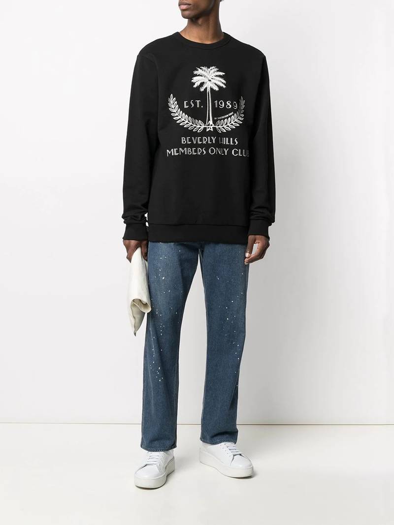 ih nom uh nit embroidered Palm motif sweatshirt outlook