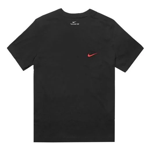 Nike Pocket Air Logo Solid Color Short Sleeve Black CK2235-010 - 1