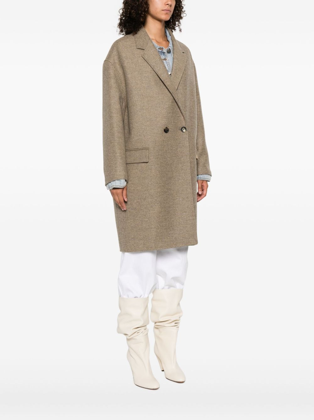 double-breasted wool coat - 3