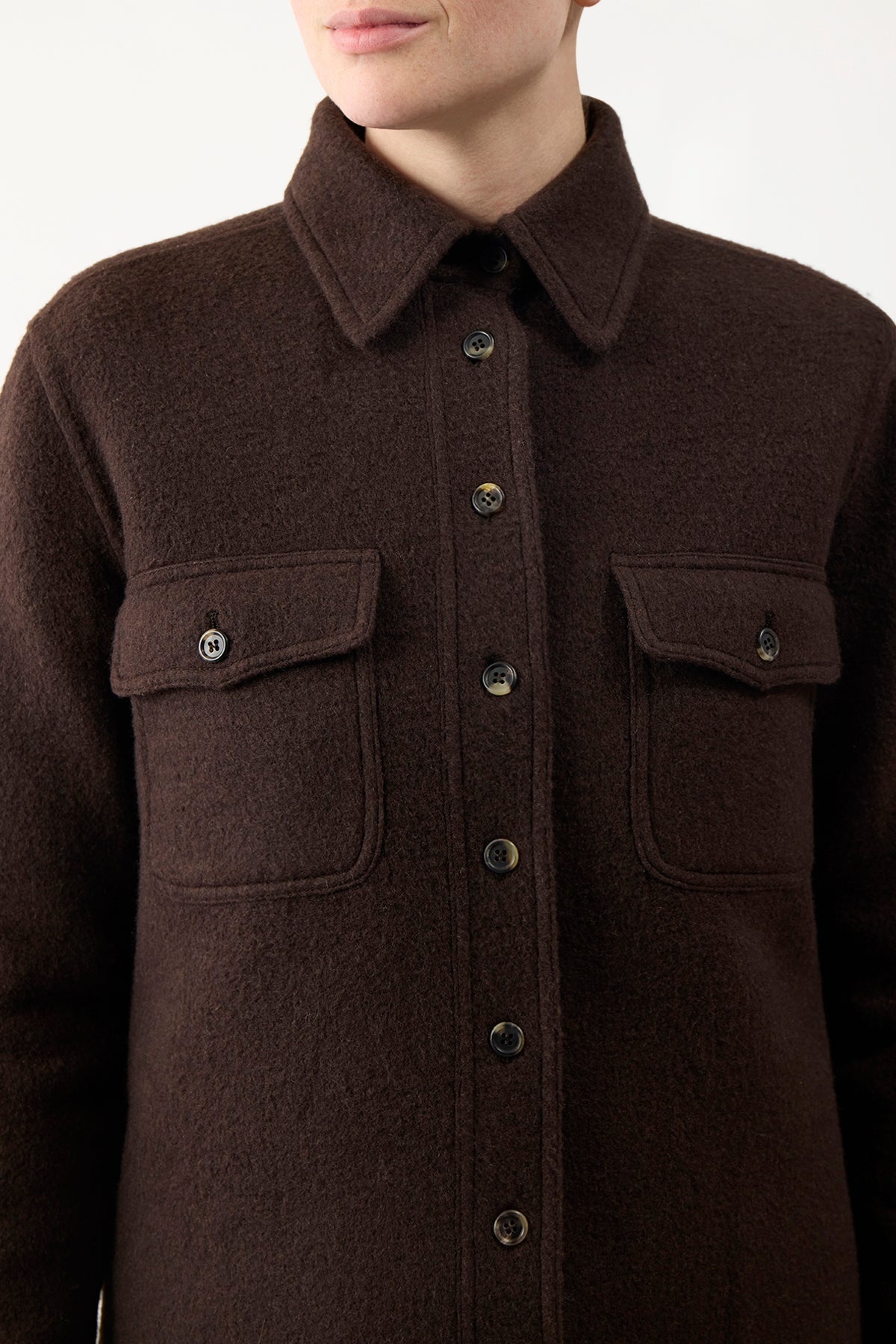 John Austin Top in Chocolate Recycled Cashmere Felt - 3