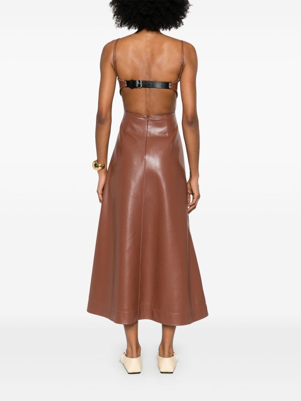 faux-leather midi dress - 4