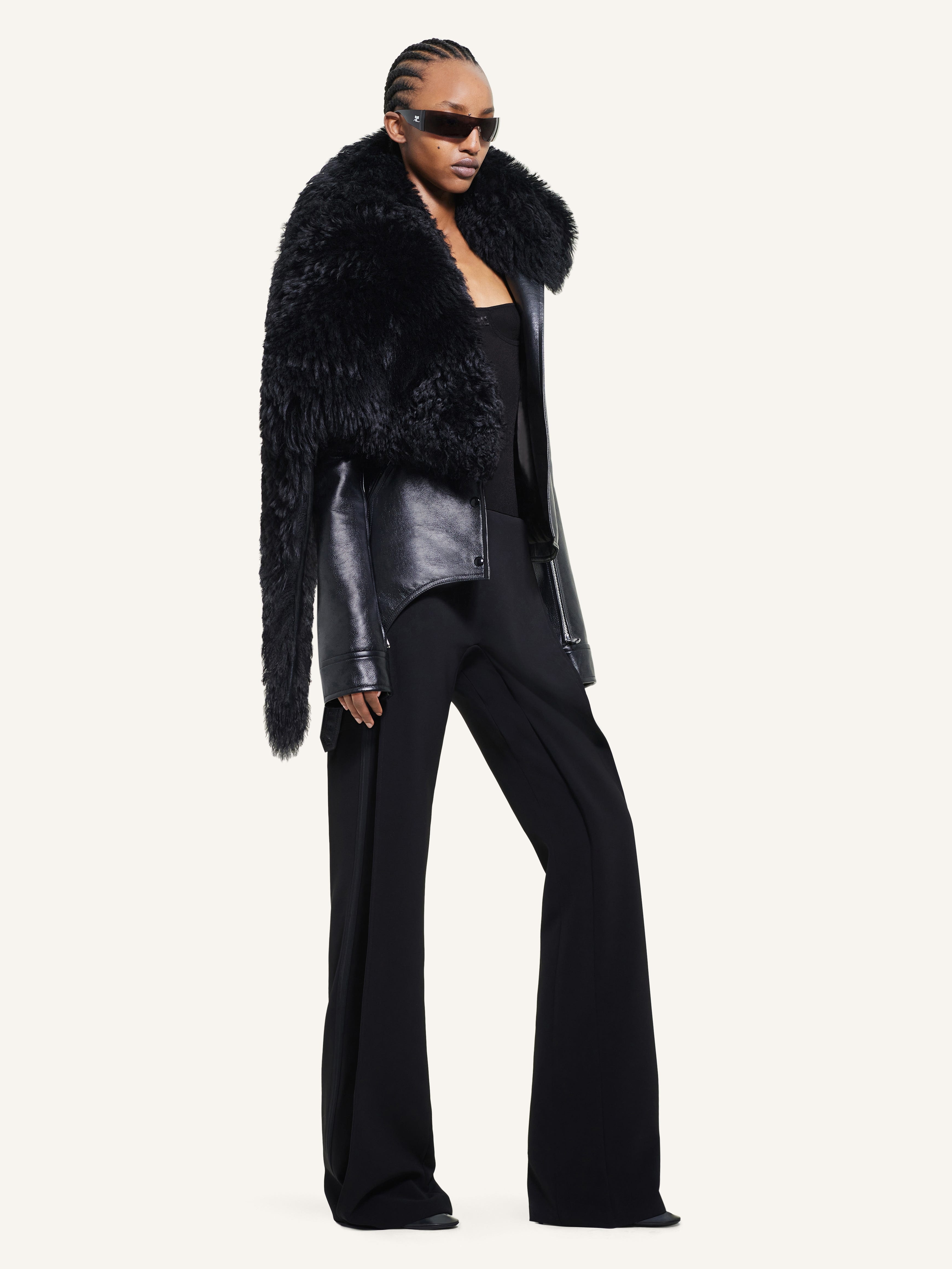 SHEARLING COLLAR LEATHER JACKET - 3
