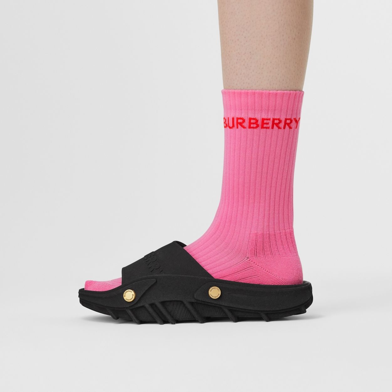 Logo Intarsia Technical Stretch Cotton Socks - 5