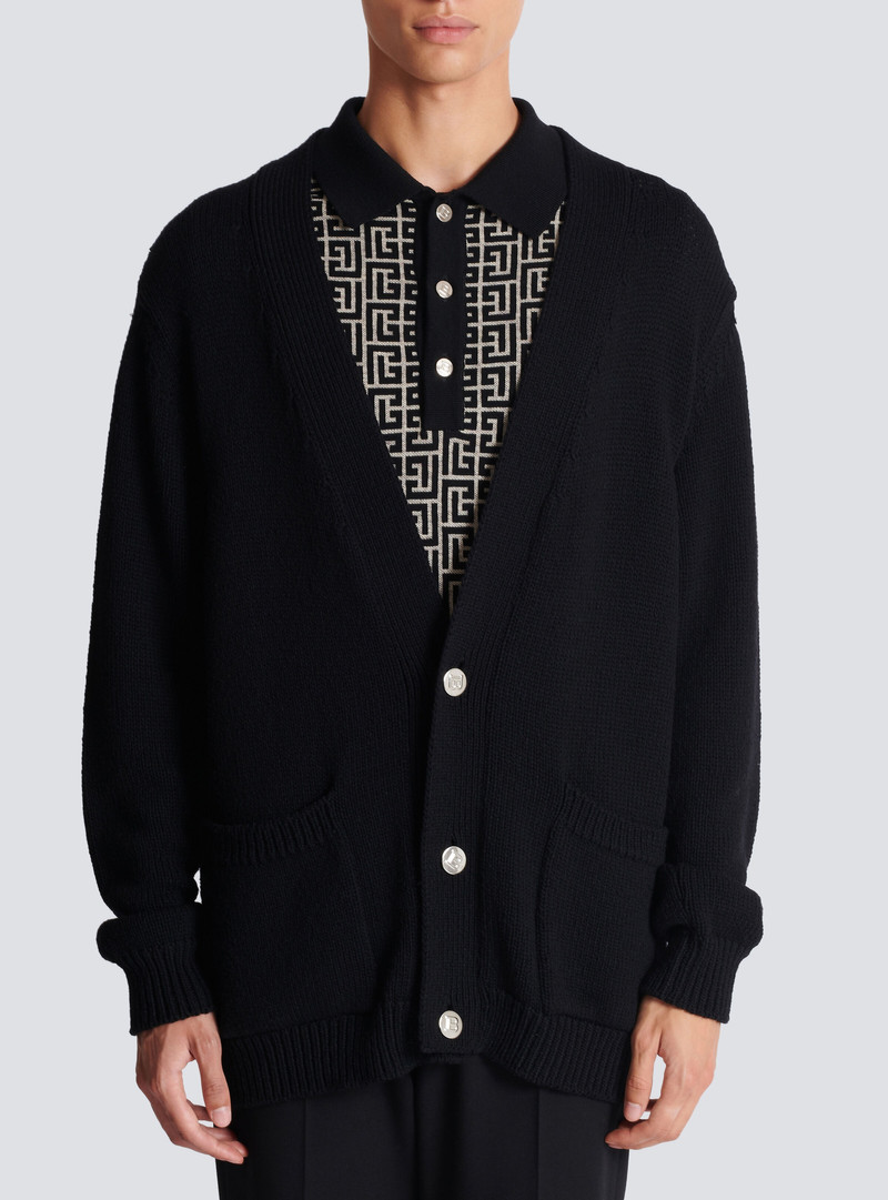 Knit cardigan with Balmain logo 5