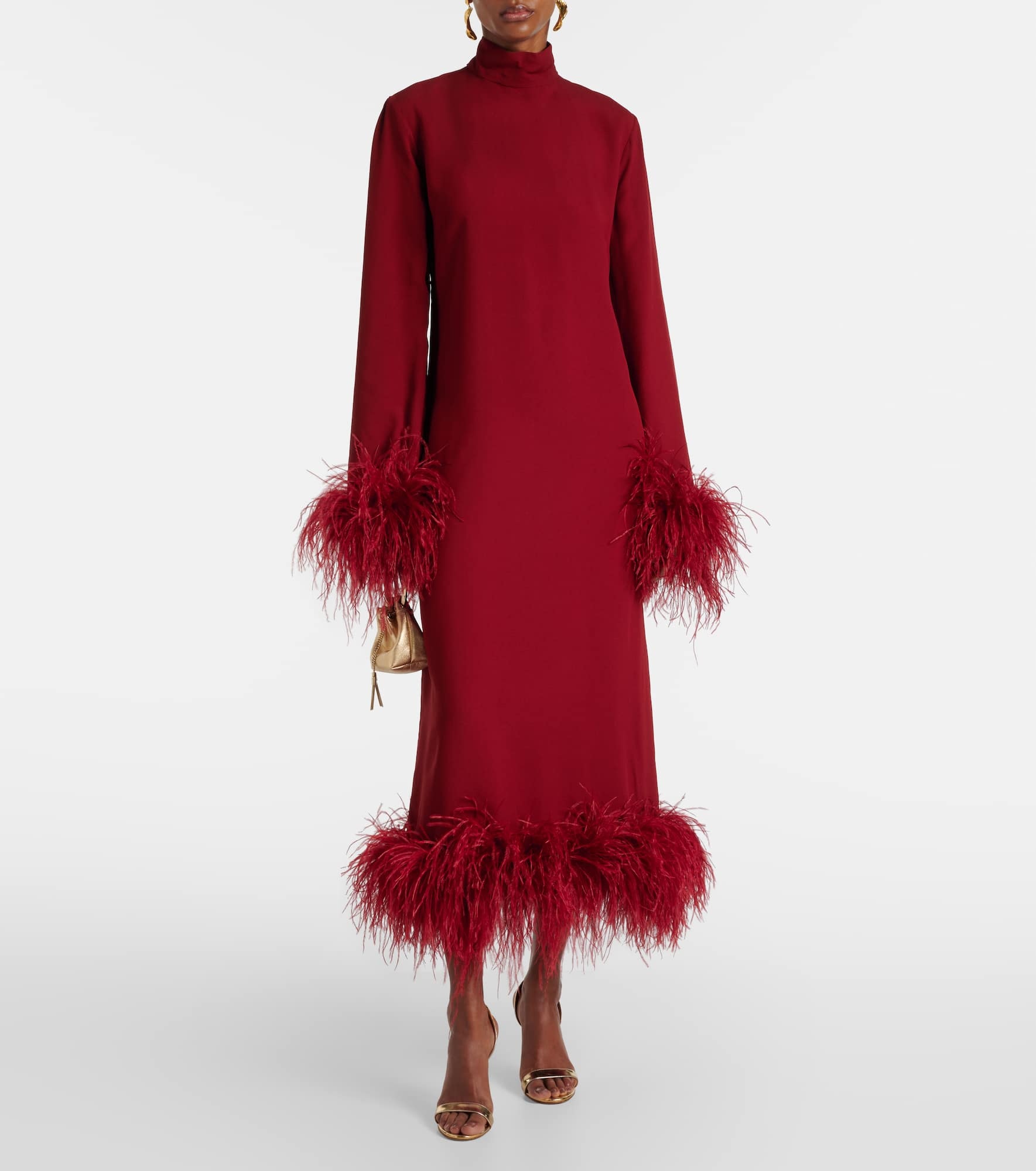 Gina feather-trimmed midi dress - 2