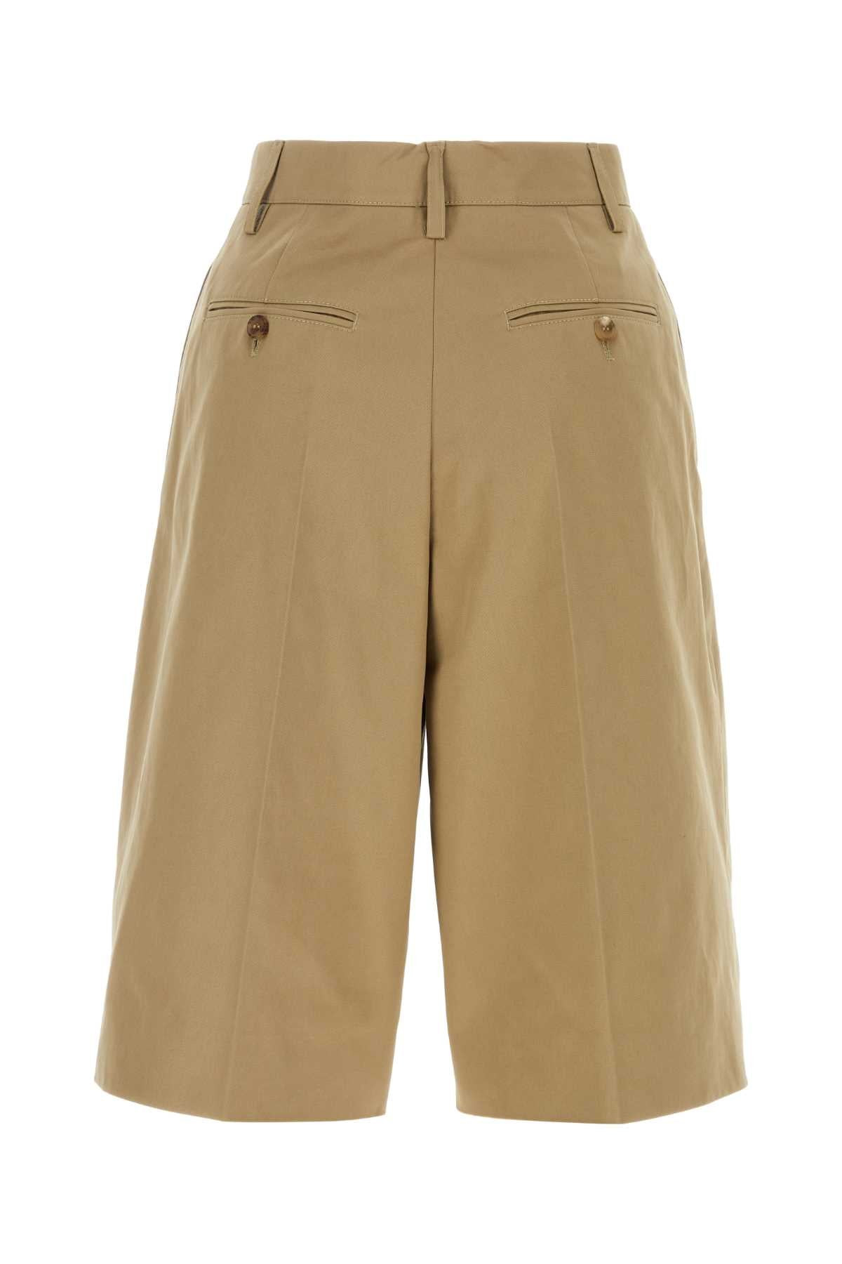 Prada Women Beige Cotton Bermuda Shorts - 2