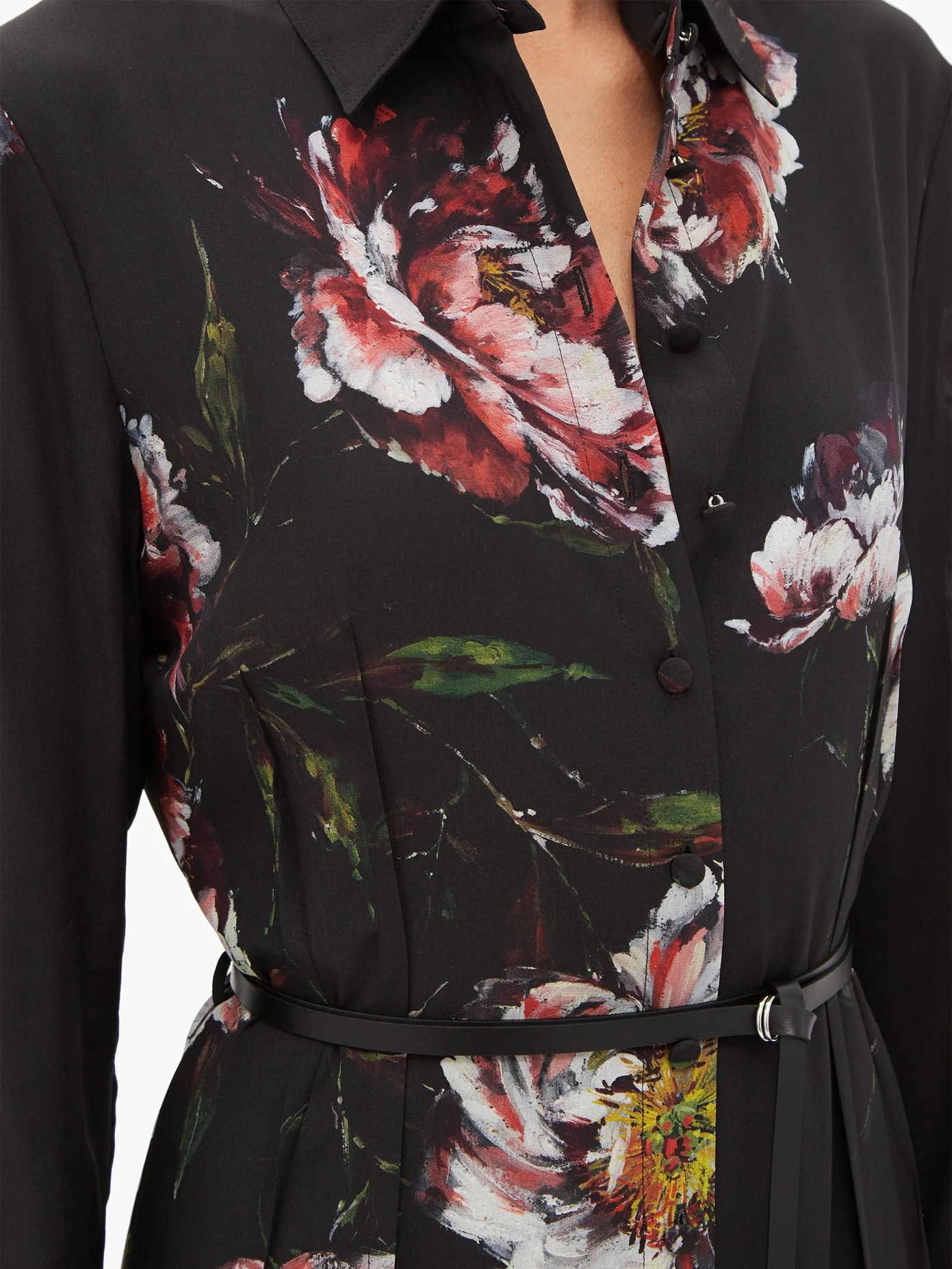 Edith belted floral-print silk shirt dress - 3