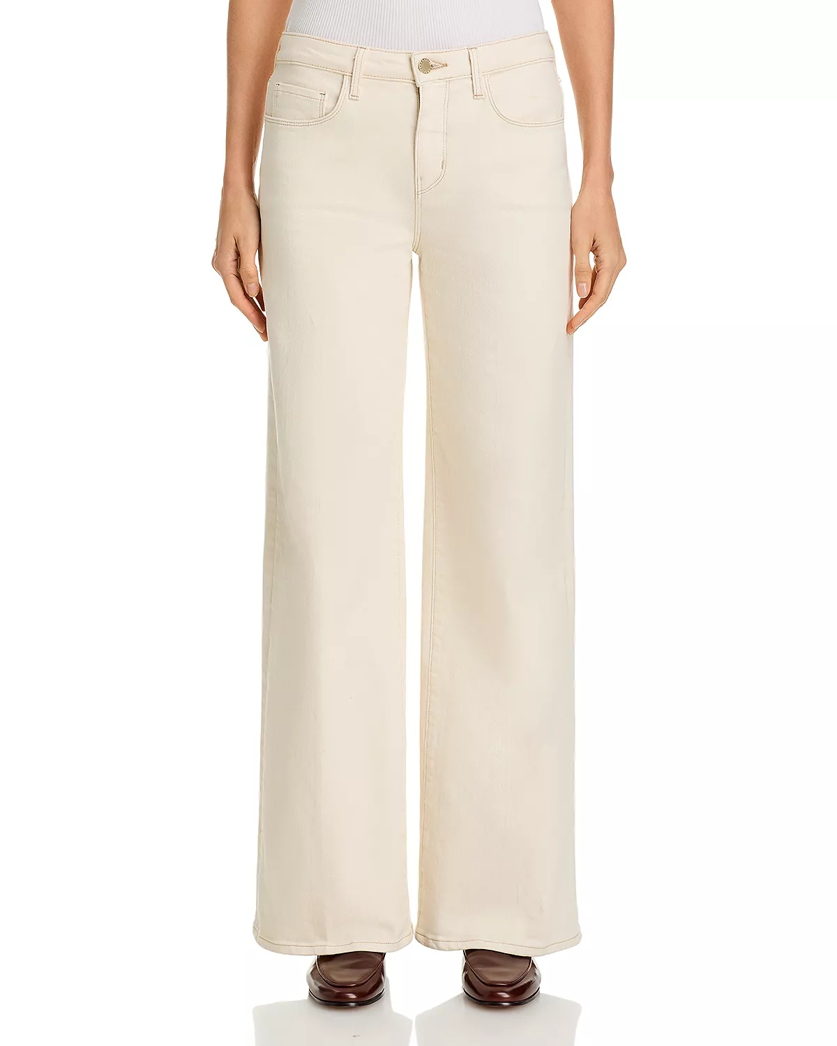 Alicent High Rise Sneaker Wide Leg Jeans in Macadamia - 7