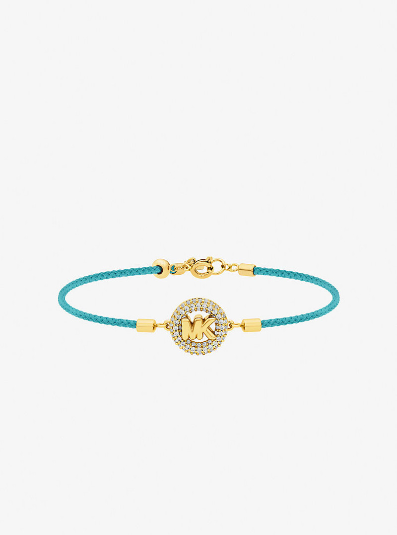 Pavé Gold-Tone Logo Corded Bracelet 1