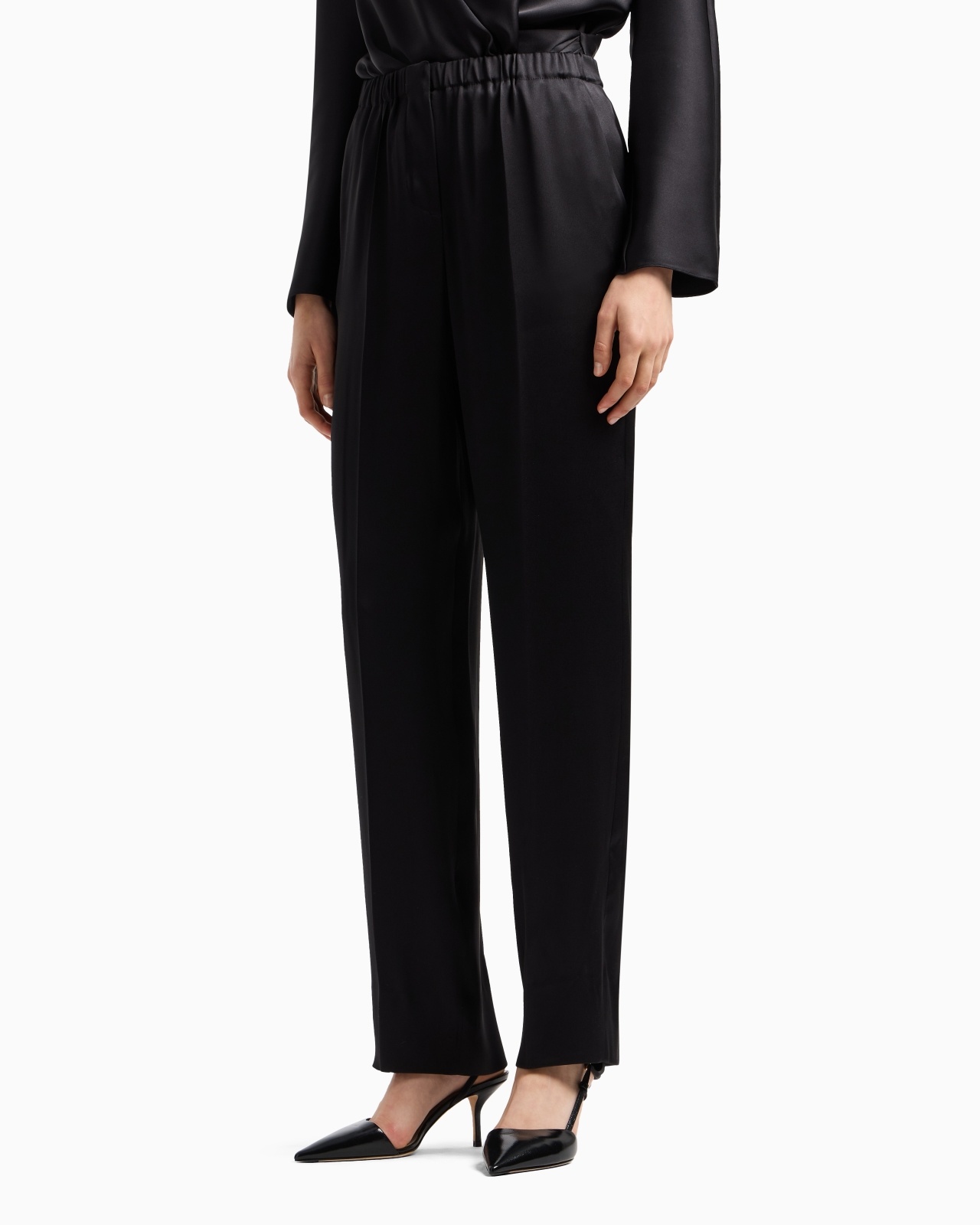 STRAIGHT-CUT TROUSERS IN DOUBLE SILK SATIN - 4