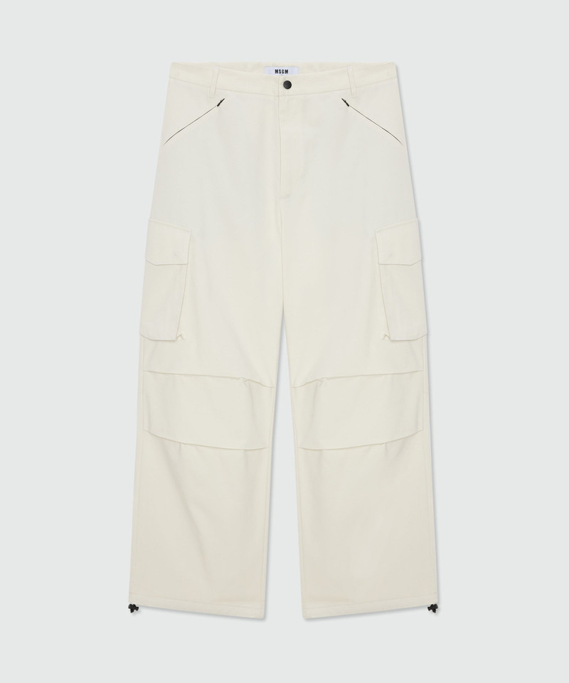 Ice grey cotton gabardine trousers with patch pocket detail on the leg 1