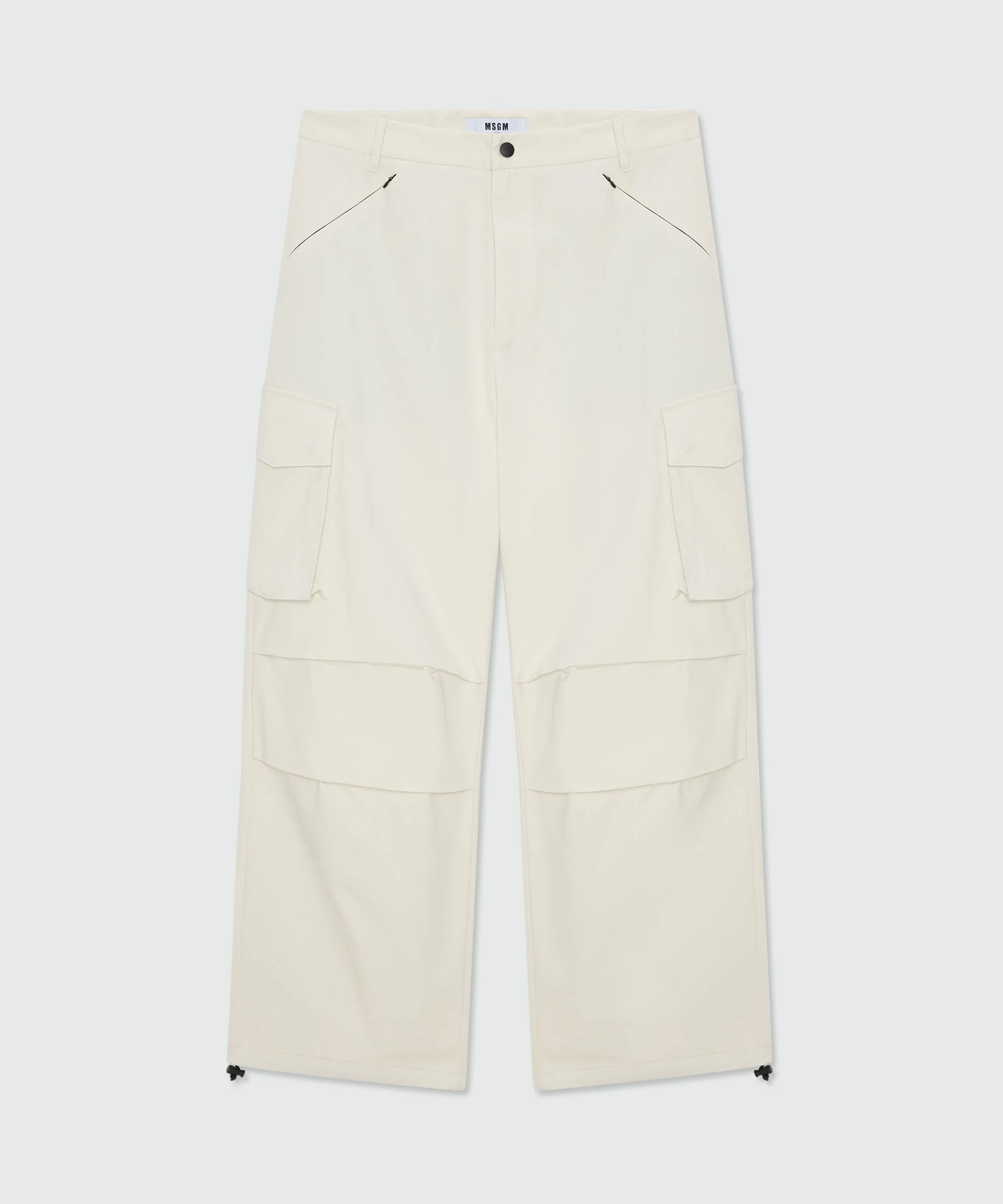 Ice grey cotton gabardine trousers with patch pocket detail on the leg - 1