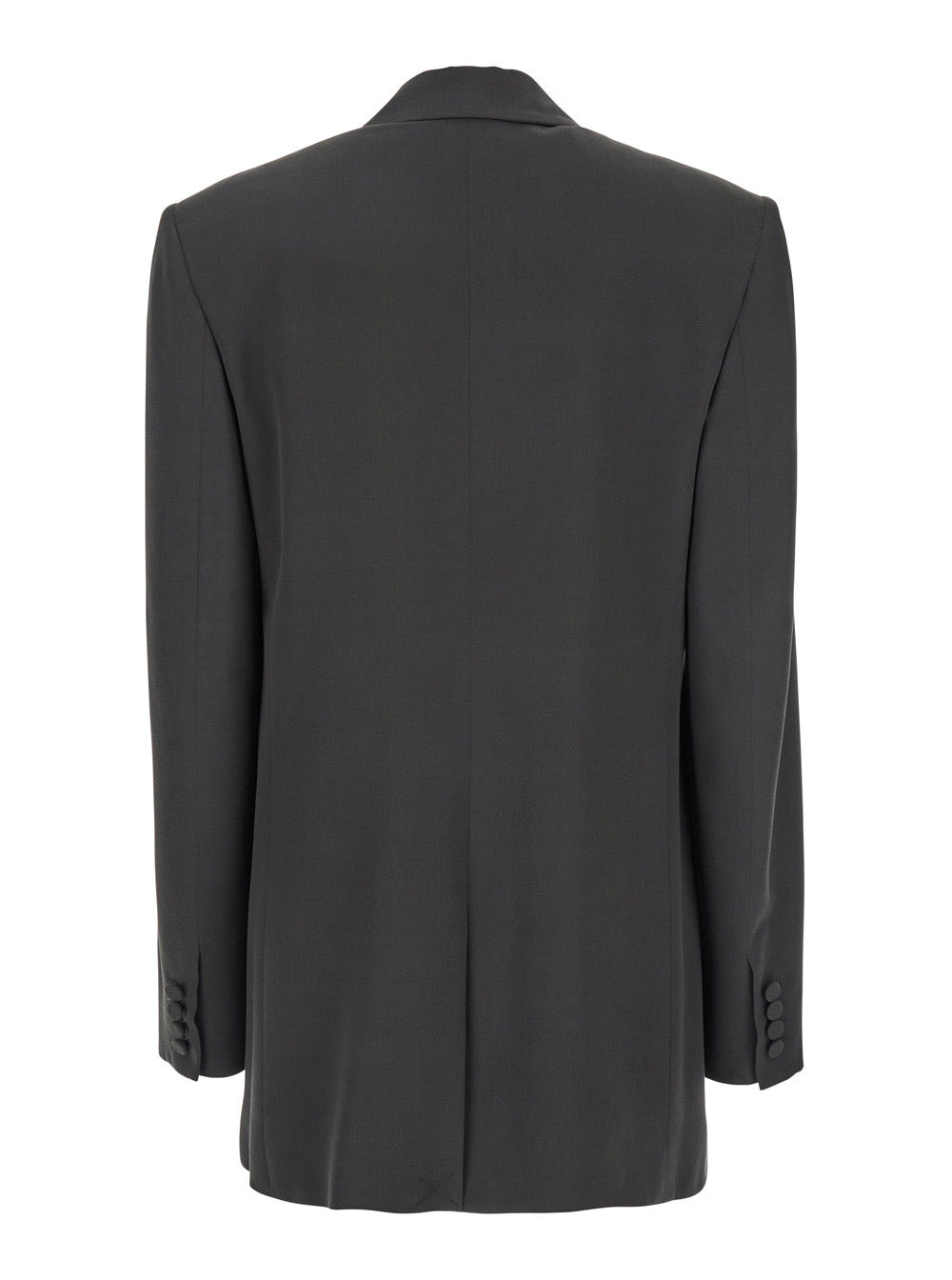 Saint Laurent Women Grey Single-Breasted Jacket With Peak Revers In Silk Woman - 2