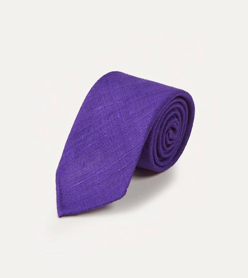 Drake's Purple Tussah Hand Rolled Silk Tie outlook