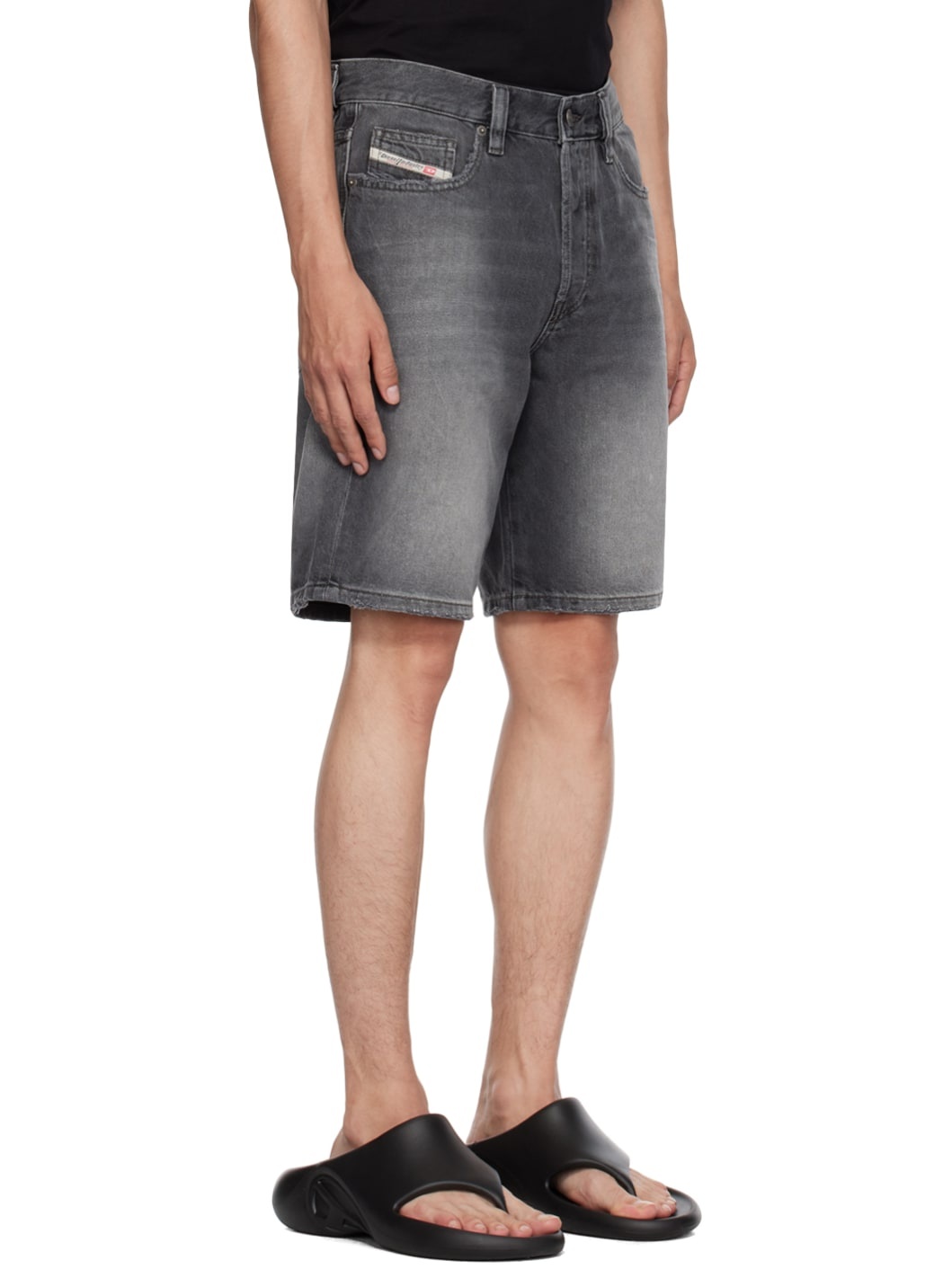 Gray Regular Denim Shorts - 2