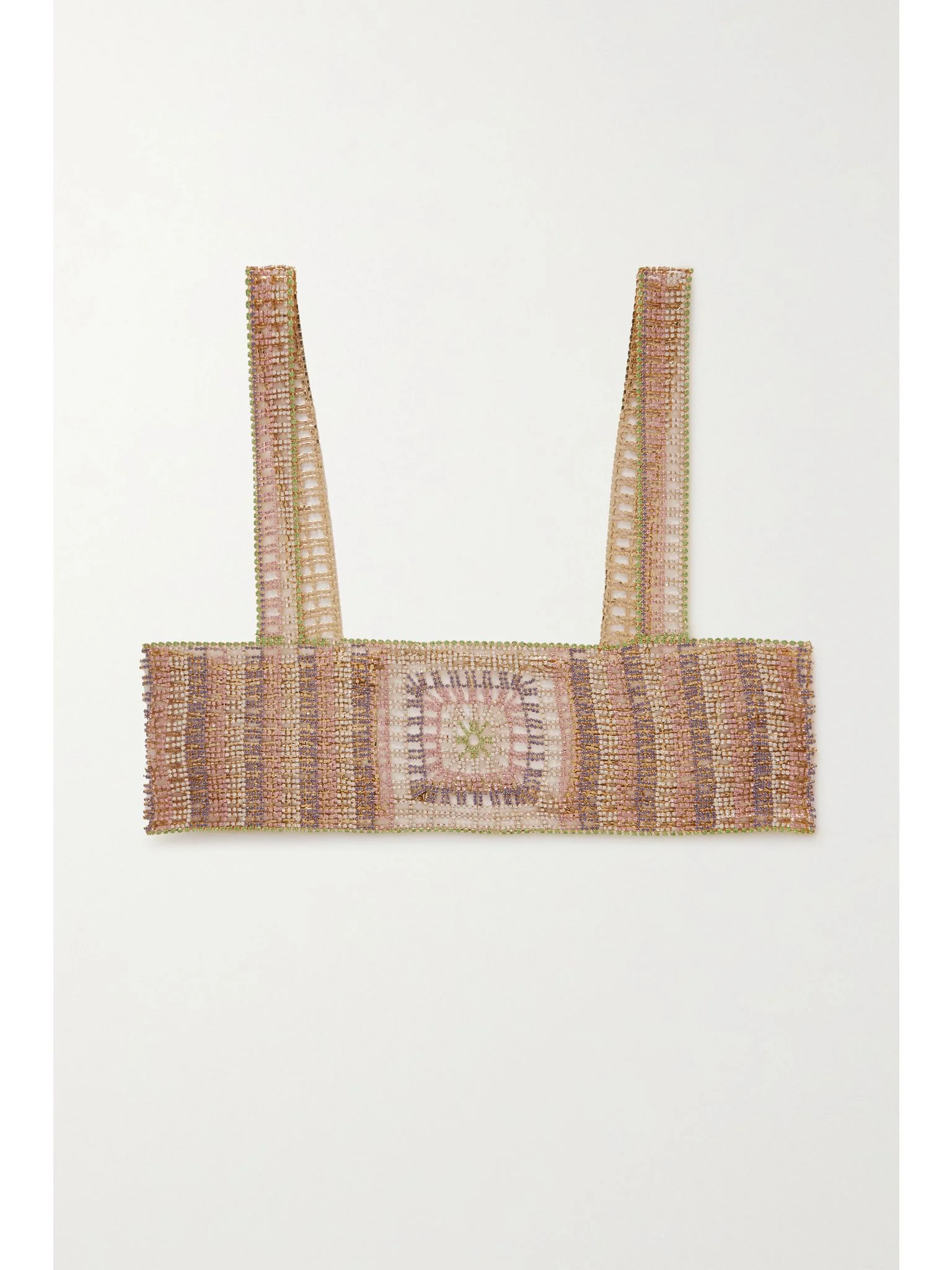 Cropped crystal-embellished silver-tone top Silver - 1